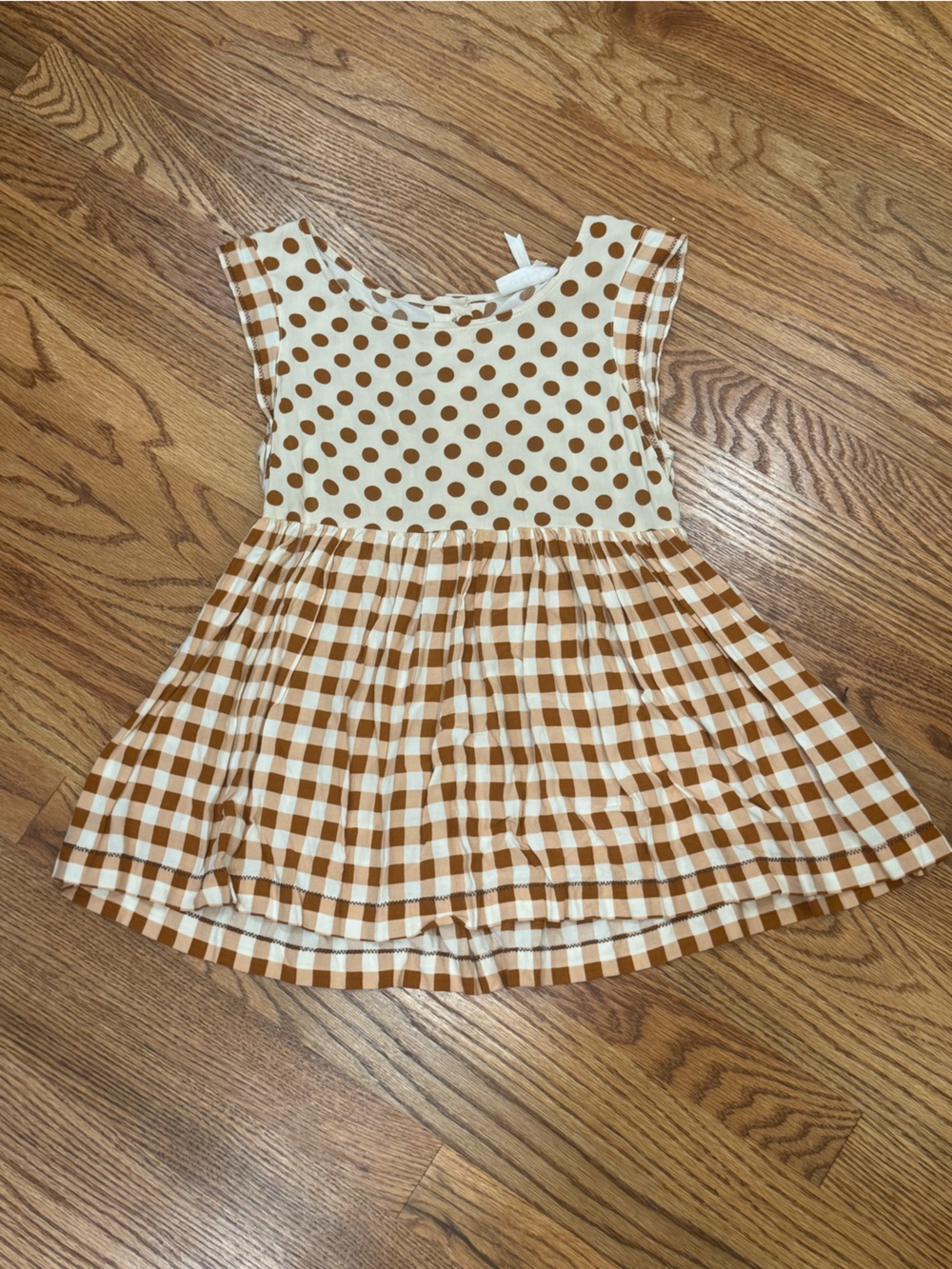 Matilda Jane Polka Dot & Gingham Top in Brown and Cream